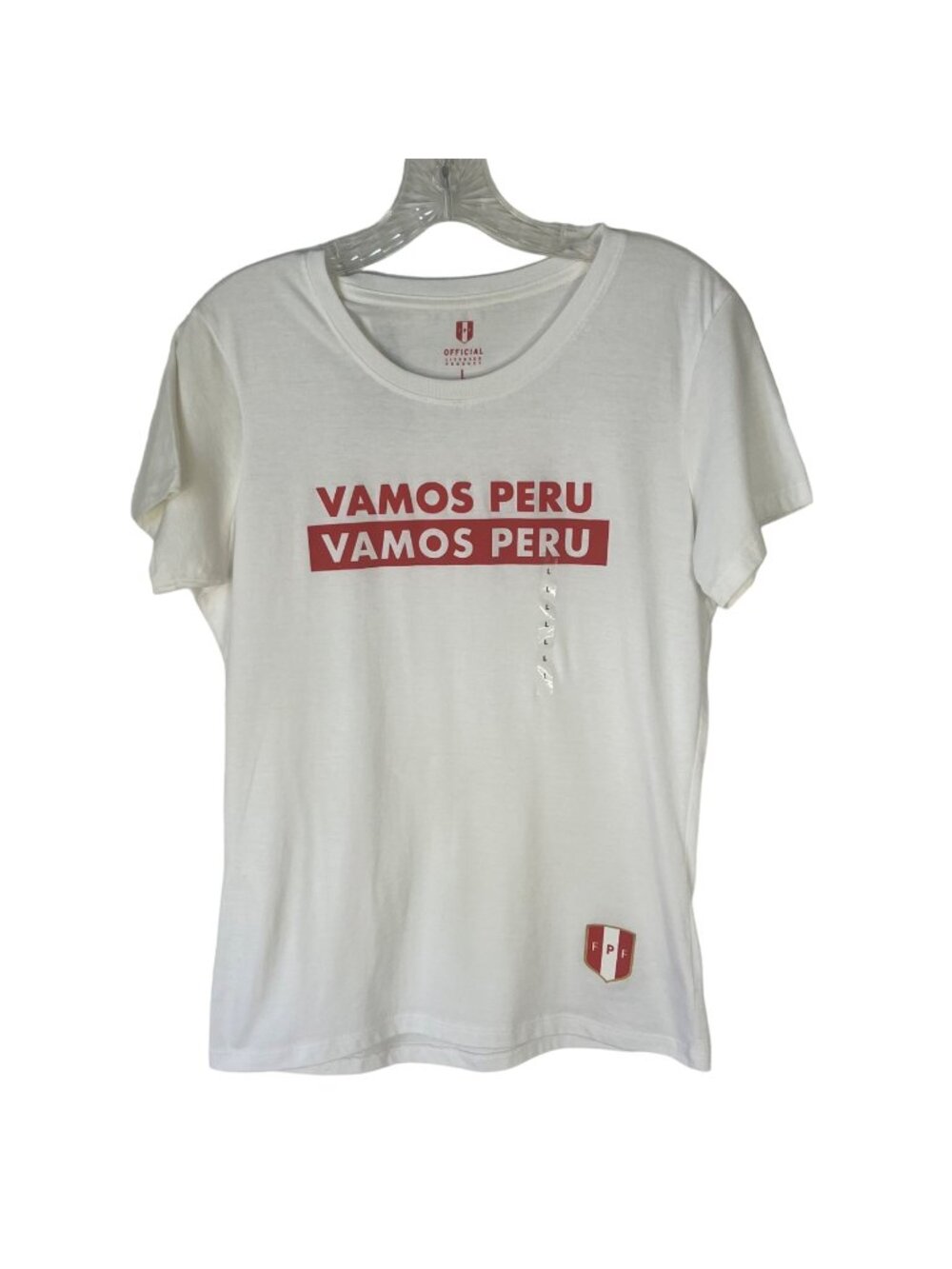 FPF Vamos Peru Soccer Futbol Tshirt Womens Large White New Official Licensed